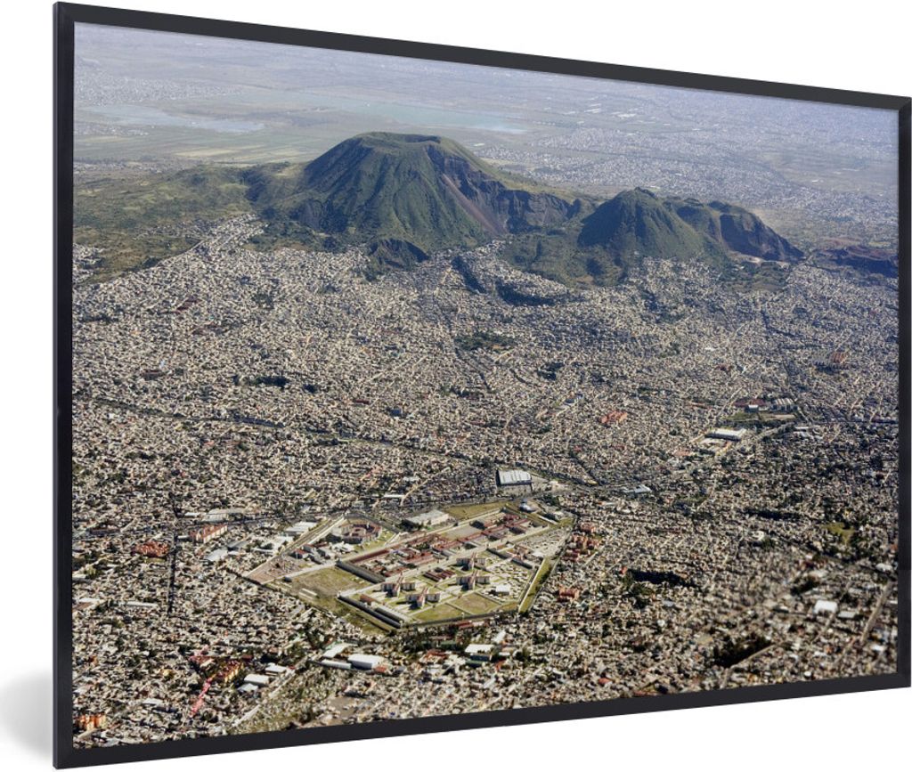 MuchoWow Gerahmtes Poster Luftaufnahme über Mexiko-Stadt 30x20 cm - Poster mit Schwarzem Bilderrahmen Wandposter Rahmen Foto Bilder - Kunstdruck...