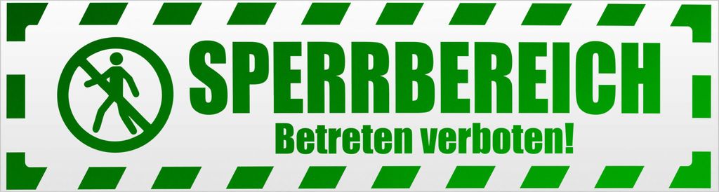 Kiwistar Sperrbereich betreten gestreift Magnetschild Schild magnetisch - 30cm Grün - reflektierend - Magnetfolie für Auto PKW Kfz