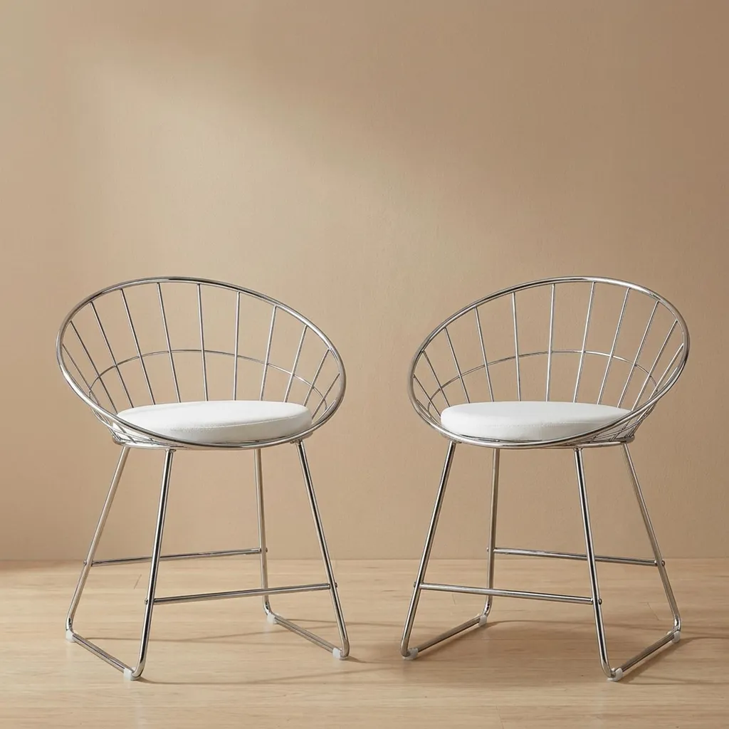 Chaises design ALEX métal chromé et coussin blanc confort optimal - 6