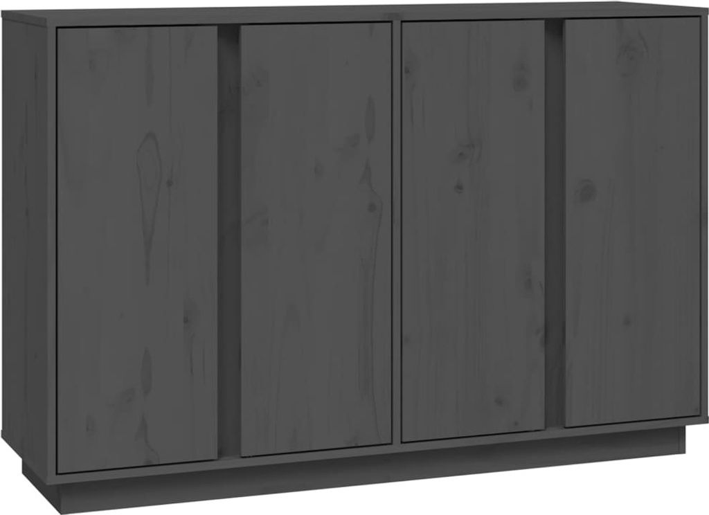Sideboard Grau 120x35x80 cm Massivholz Kiefer