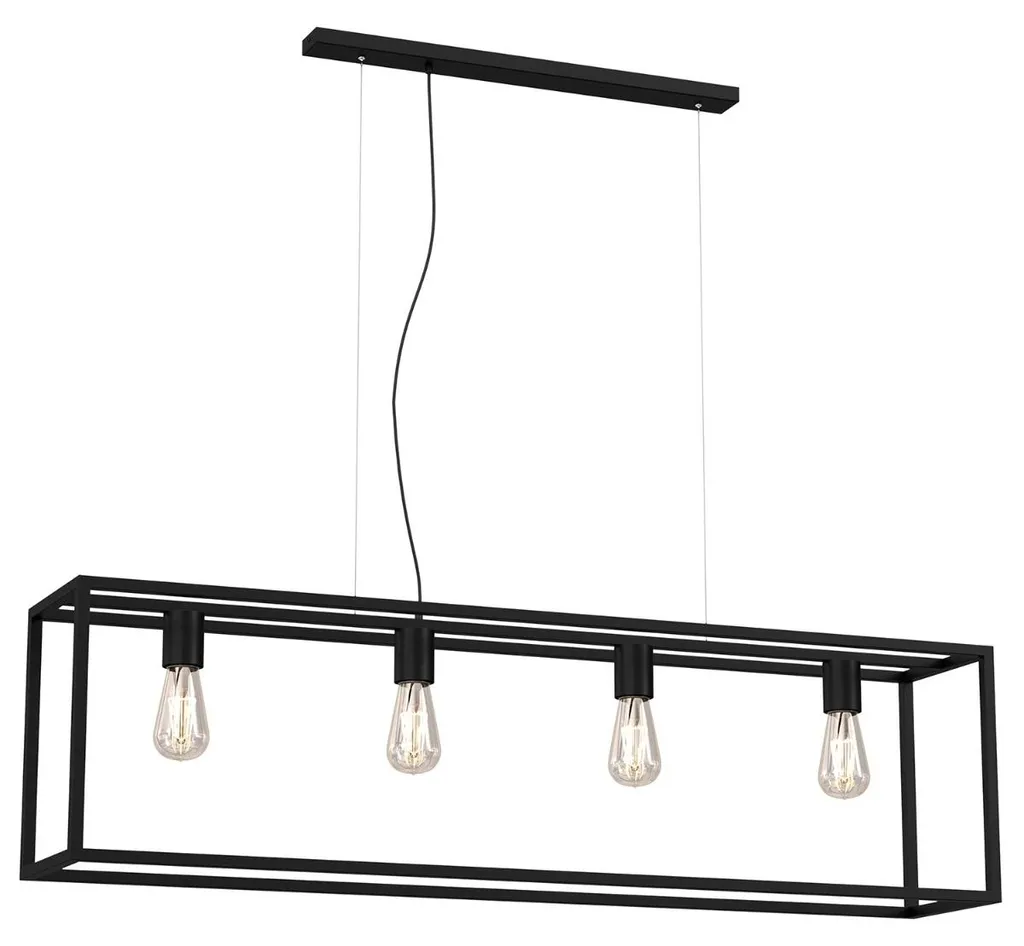 Lustre cage rectangulaire 4 lumières noir FRAME Luminex pour salle à manger