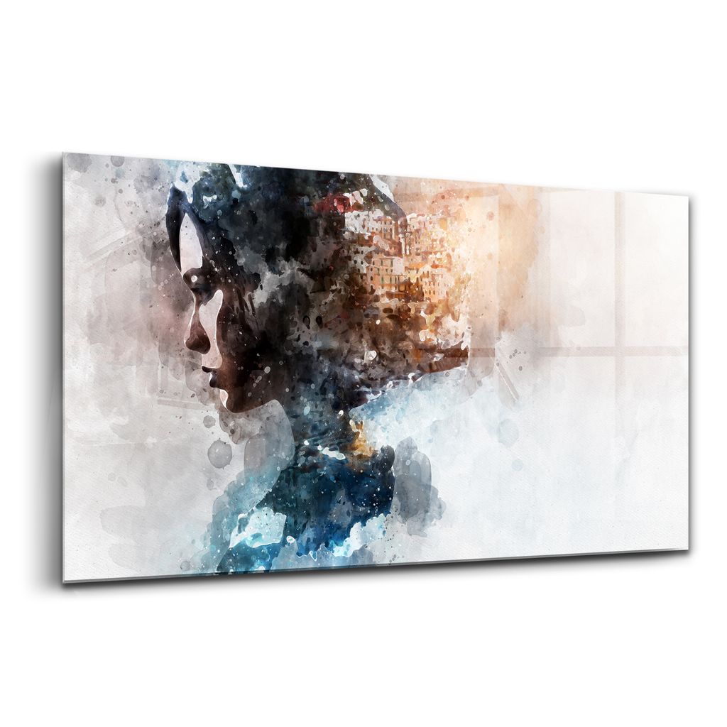 Glasbild - Dekorative Malerei - Moderne Malerei - 100x50 - Die Vergangenheit am Hinterkopf