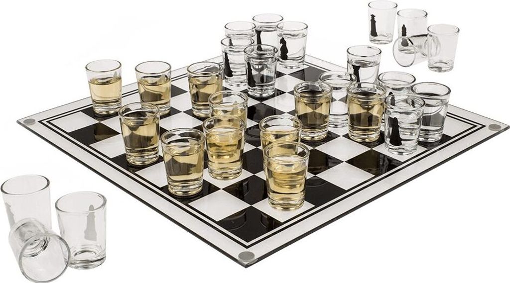 Schach - Glas-Trinkspiel - 35 cm