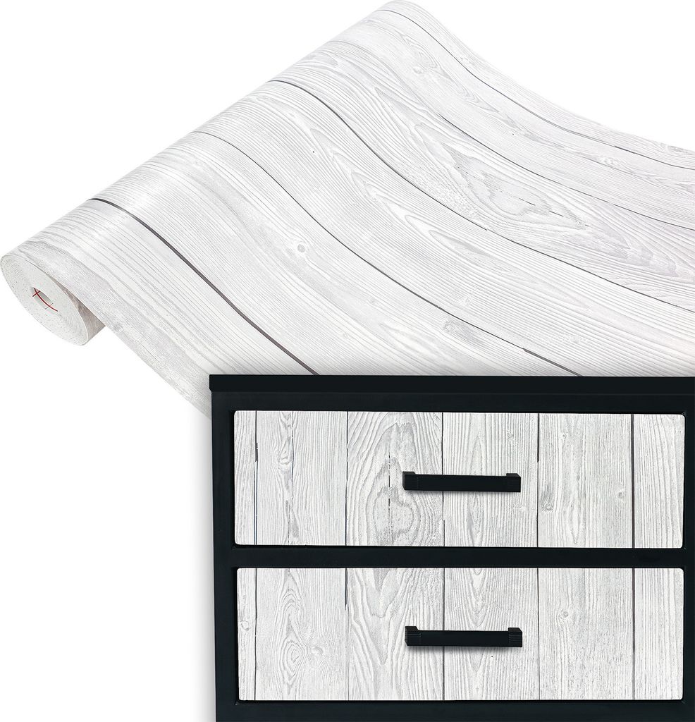 Klebefolie Möbel 45x100 cm - Graue Holzbretter - Selbstklebende Möbelfolie im Deko-Stil - Klebefolie für Möbel ideal für Küche, Bad und DIY P...