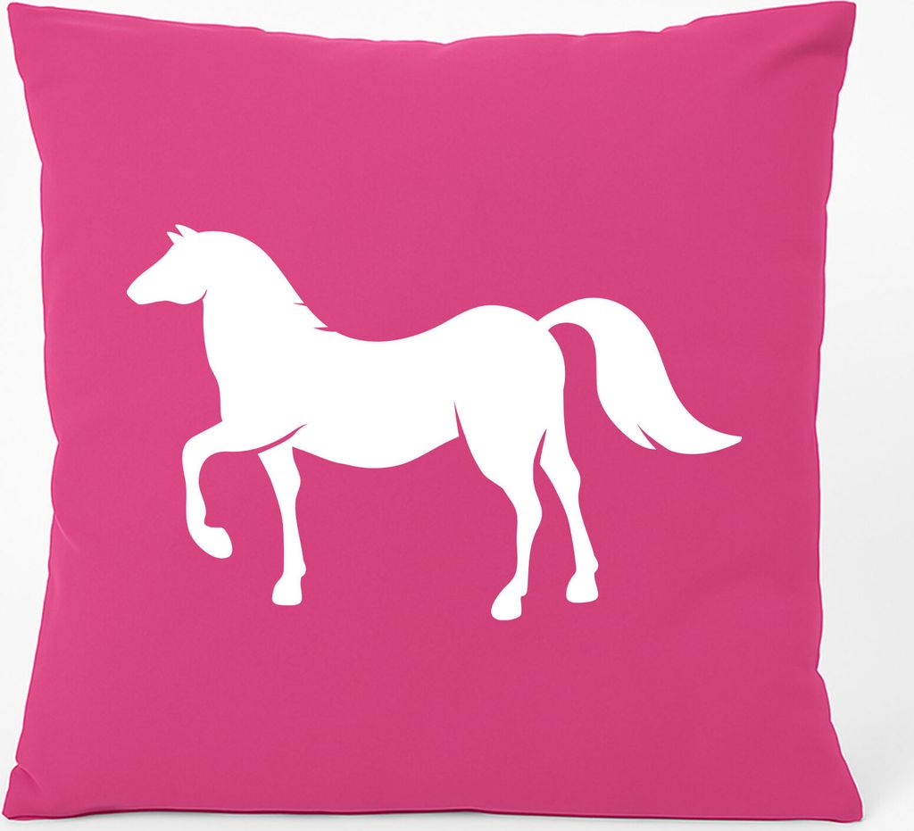 Huuraa Kissen Pferd Silhouette 40x40cm mit Füllung Fuchsia Baumwolle Dekokissen Geschenkidee