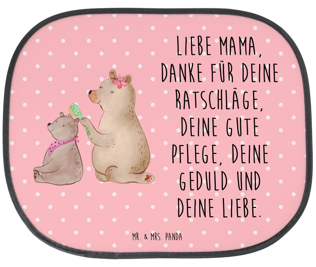 Mr. & Mrs. Panda Sonnenschutz Auto Bär Kind - Rot Pastell - Geschenk, Sonnenblende, Muttertag, Familie, Mutter, seitenfenster, Mom, blendschutz, f...
