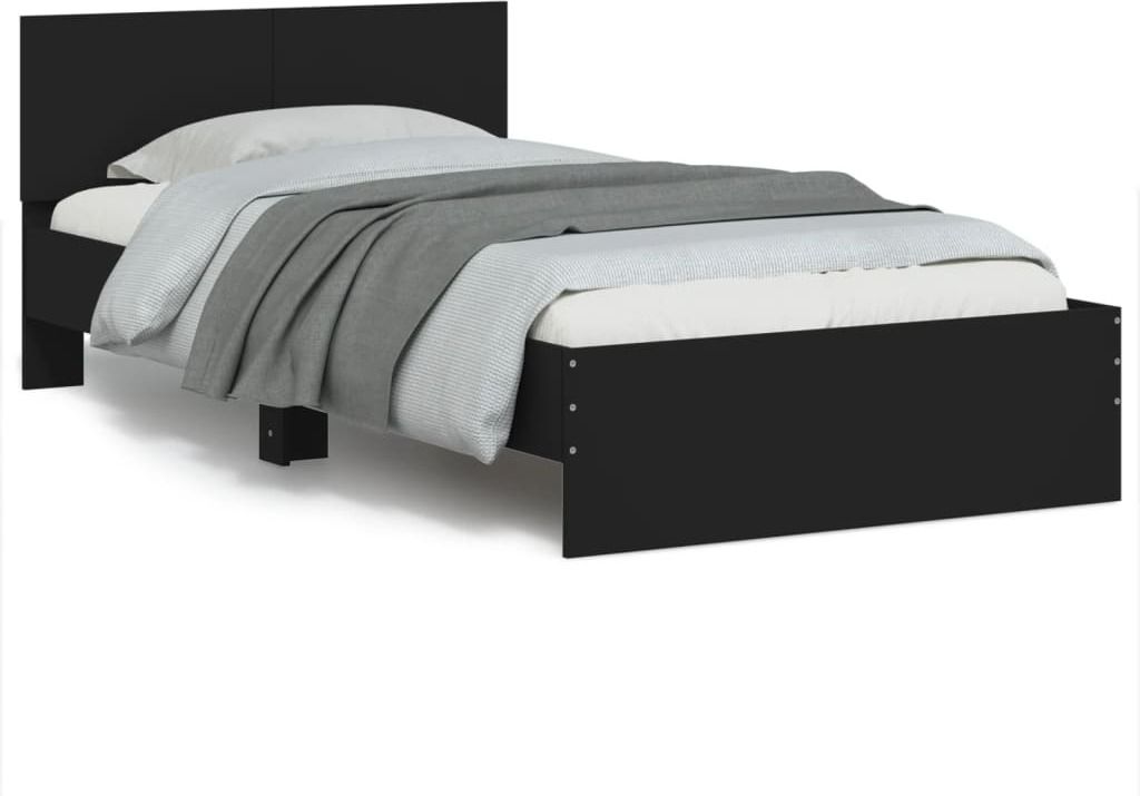 Maison Exclusive - Bettgestell mit Kopfteil Schwarz 100x200 cm Holzwerkstoff