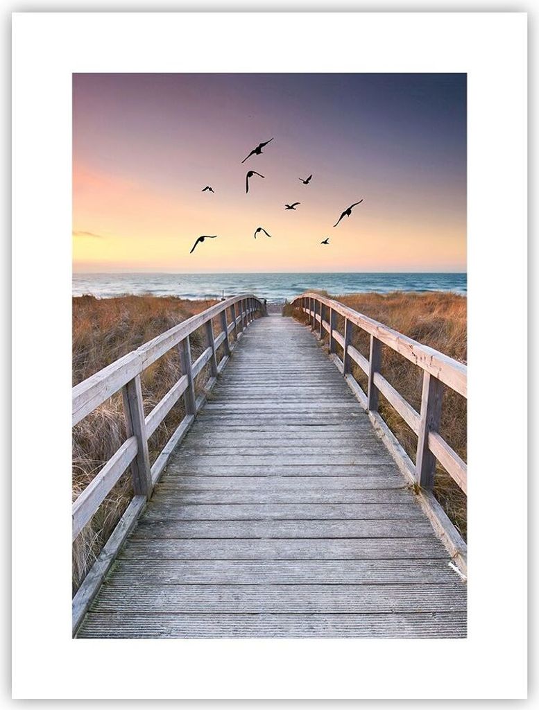 Poster - Poster ohne Rahmen - Eintrag auf der Strand - 30x40 cm - Wand Bild - Wanddeko - Wandbilder - Kunstposter - Wandposter - Bilder - Kunstdruc...
