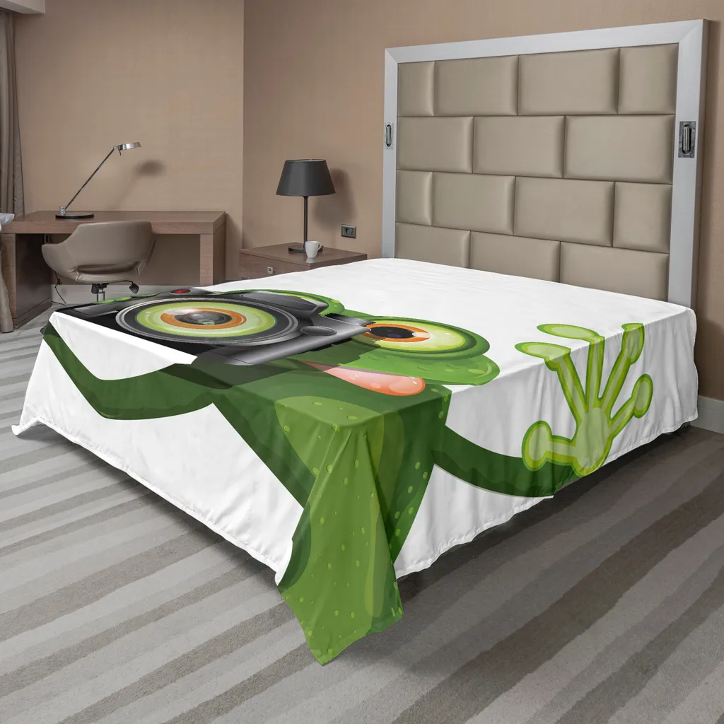 Drap plat anti-plis et doux 260x228 cm Grenouille Photographe Rigolote