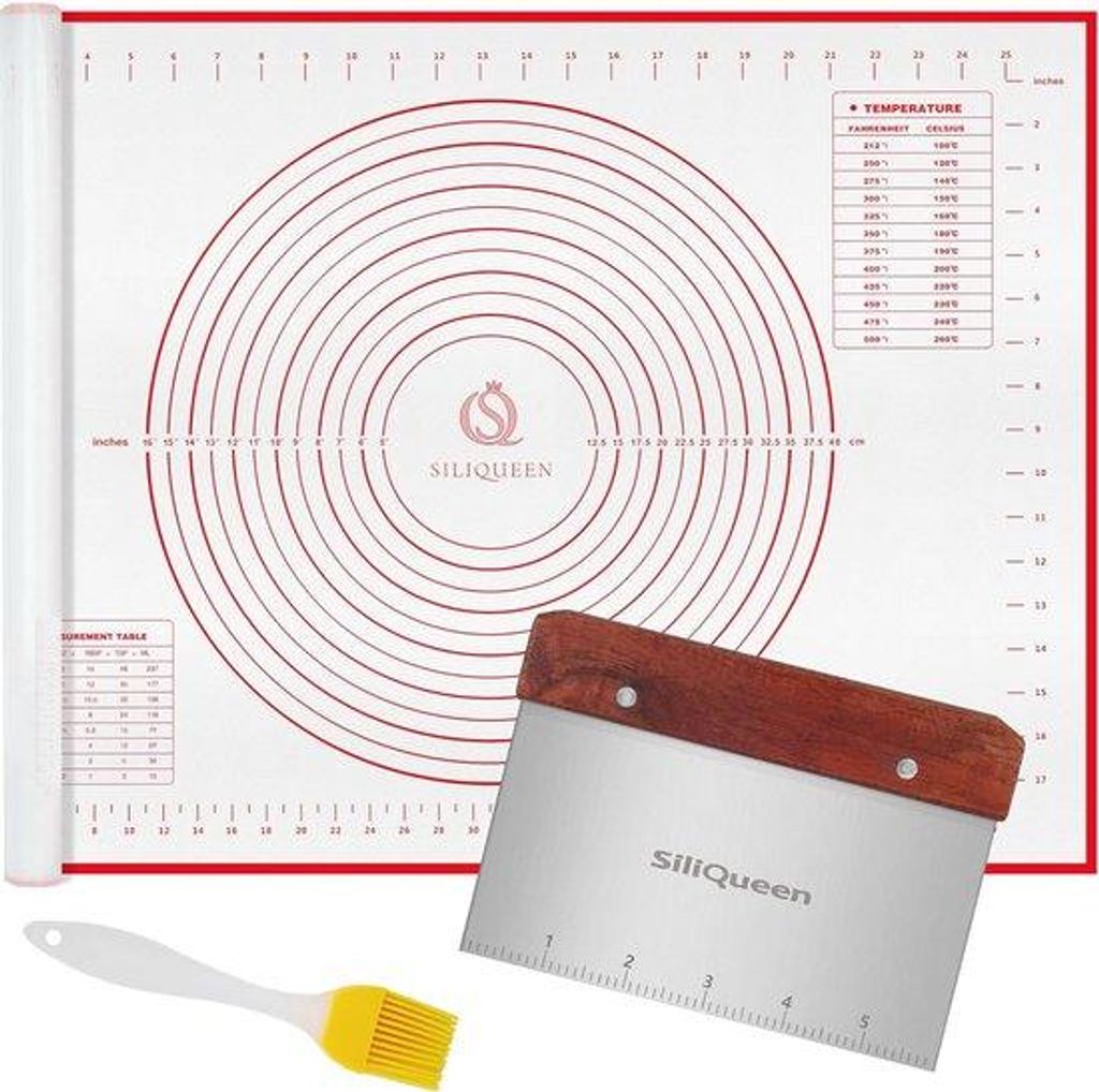 Silikon Backmat für Backzwecke - 27,5 x 20 Zoll, hitzebeständig und antifettig, mit Teigreiniger und Bürste