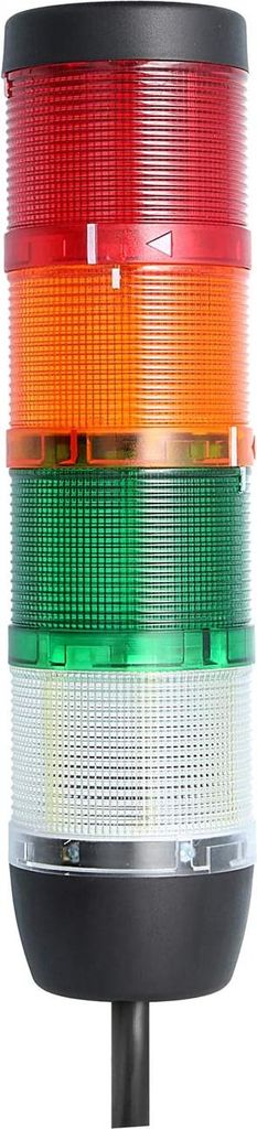 STEX24 Signalsäule weiß-grün-gelb-rot, 70mm, 24V AC/DC, LED-Dauerlicht Kabel 2,5 Meter, SS70-OB4/24 125