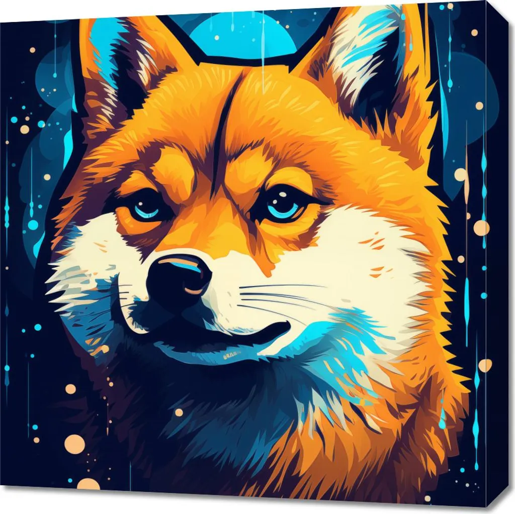 Tableau Renard Cosmique 60x60 - Décoration Murale Enfant et Adulte