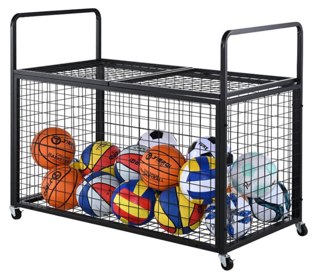 Relaxdays, carrello per palloni, 4 ruote, con freno, Immagine del prodotto 