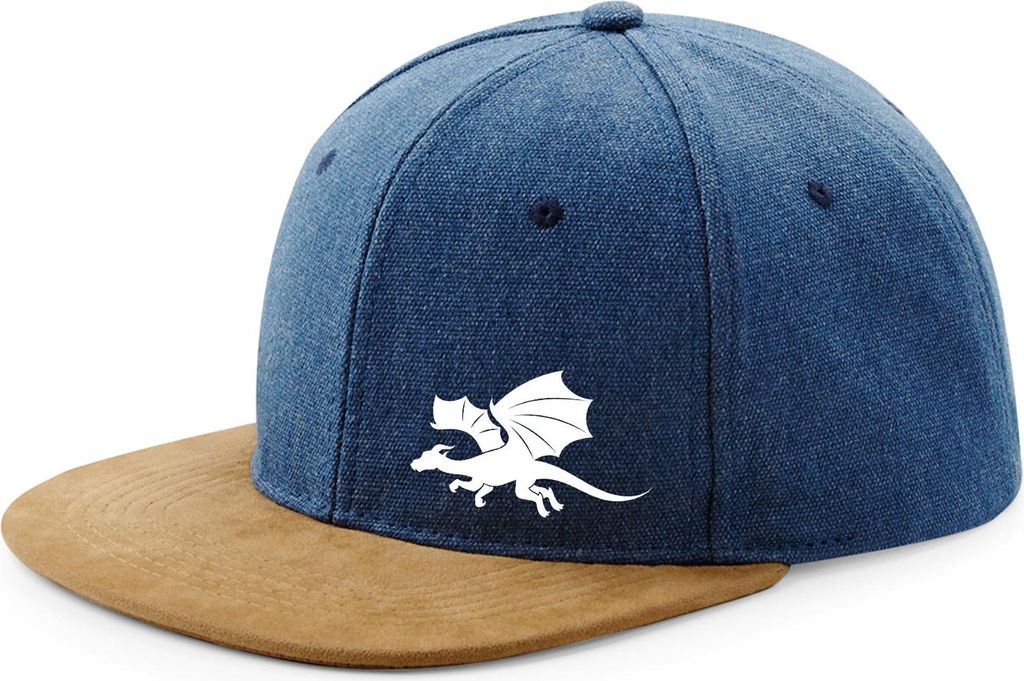 Huuraa Cappy Mütze Drache Silhouette Denim Baumwolle und Polyester Snapback Kappe Geschenkidee
