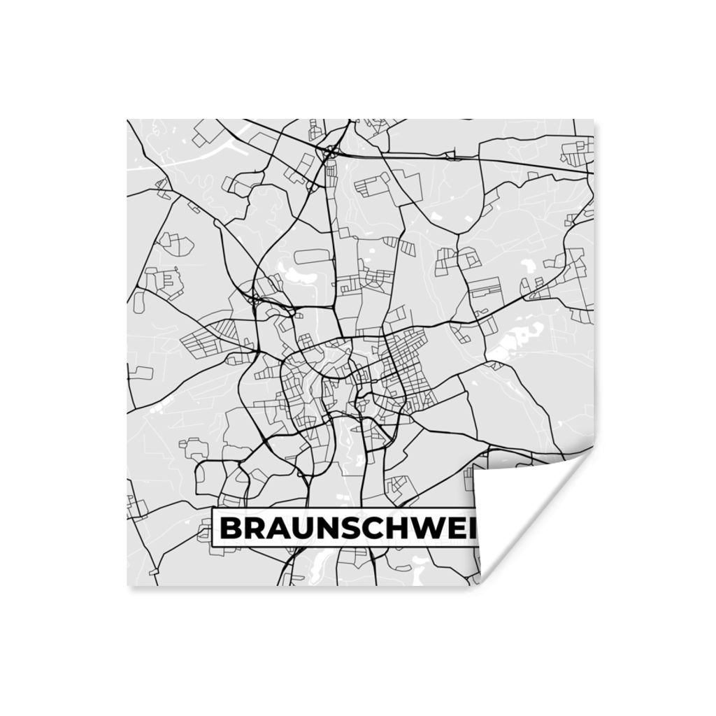 MuchoWow Poster Deutschland - Stadtplan - Braunschweig - Karte 30x30 cm - Wandposter - Printing