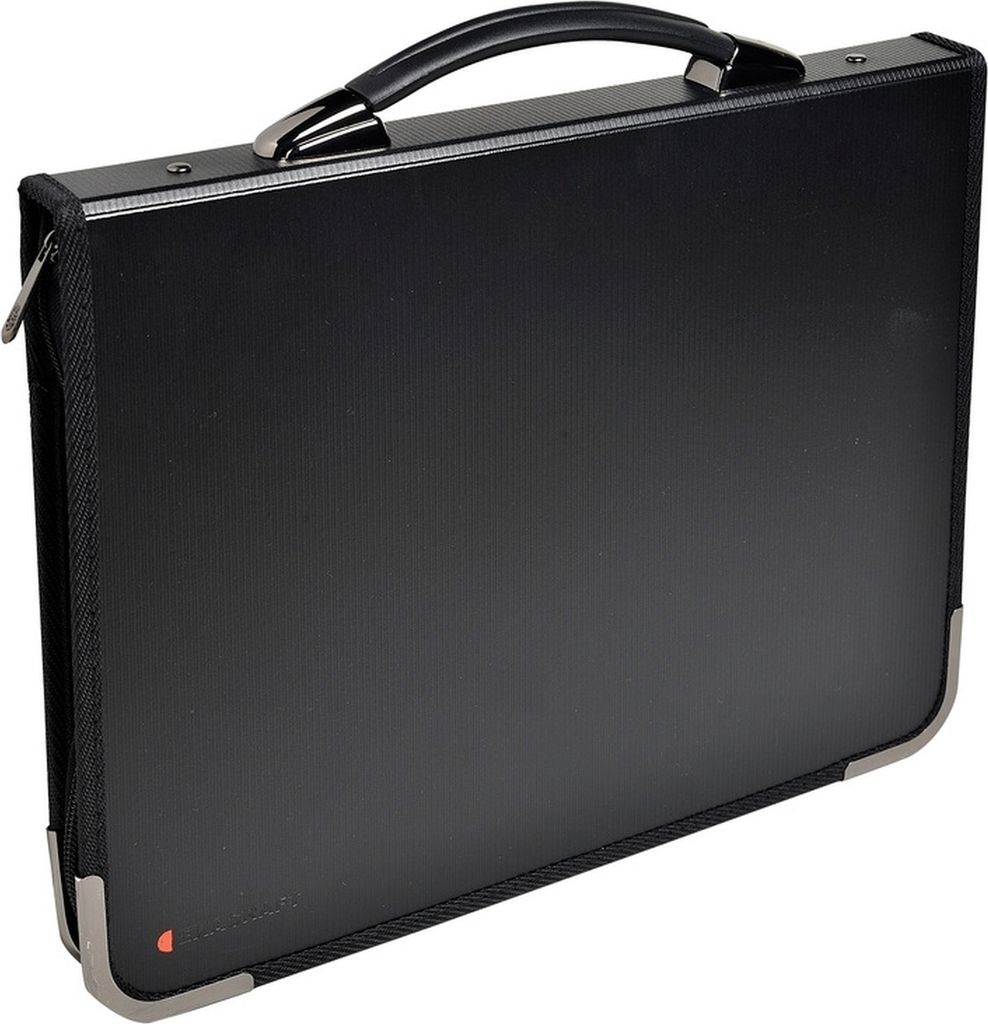 Pressbook Ordner A4 mit Reißverschluss 4 Ringe schwarz Packung mit 6 Stück