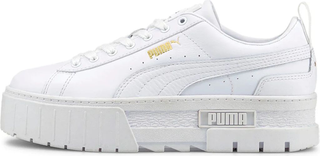 A studio shot of a single Puma sneaker.