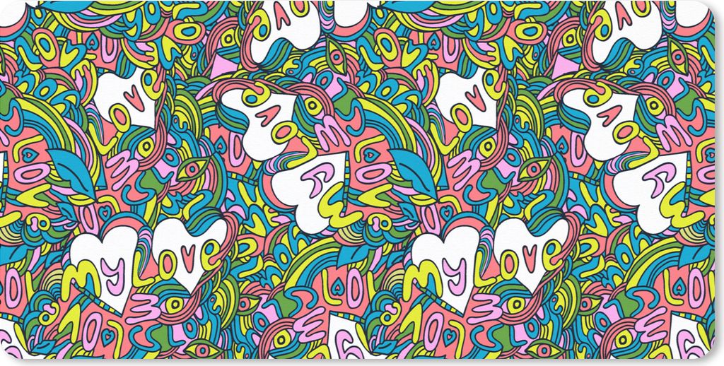 MuchoWow Mauspad Mousepad Mädchen - Liebe - Muster - Liebe - Kinder - Kinder 60x30 cm - Mousepads - Maus Mat - Pad - Mausunterlage - Nachhaltig
