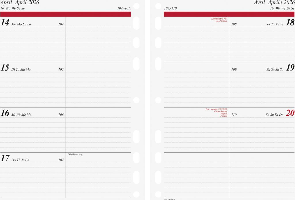 rido idé Kalender-Einlage "Wochenkalendarium" 2026