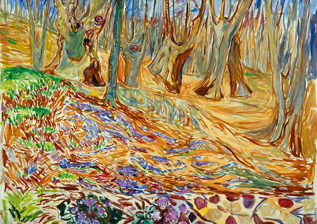 Puzzle 1000 pièces Bluebird Edvard Munch : Elm Forest in Spring 70x50cm