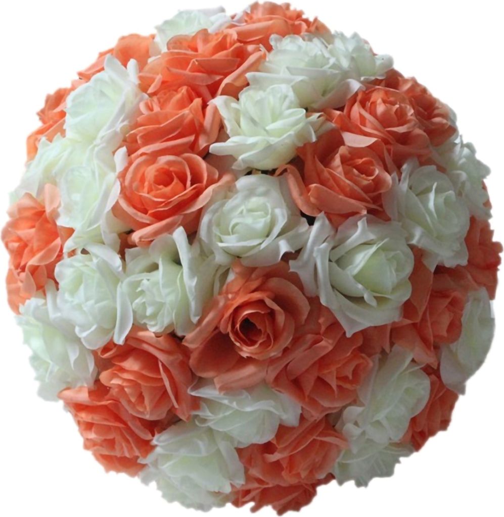 Rose Blumenkugeln romantische realistische Rosenblüten Plastik Rose künstliche Blumenkugeln für Party-Orange + Beige