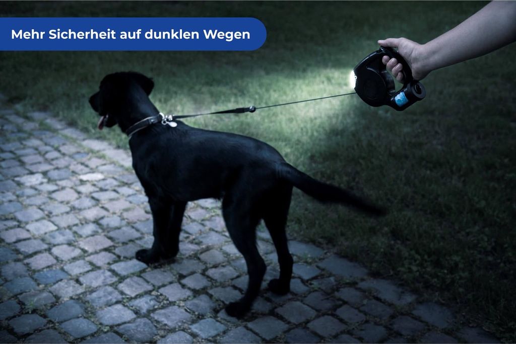 WENKO Hundeleine mit LED Licht Kotbeutelspender Produktbild 3
