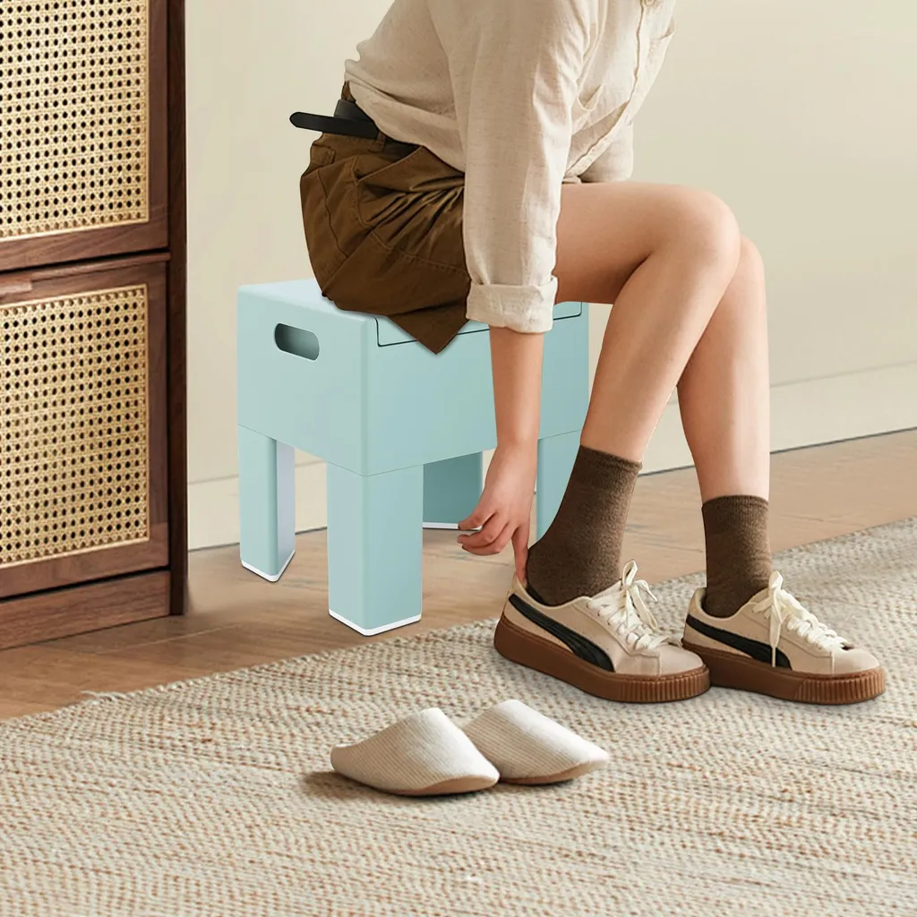 Banc à chaussures avec compartiment de rangement, tabouret bas gris