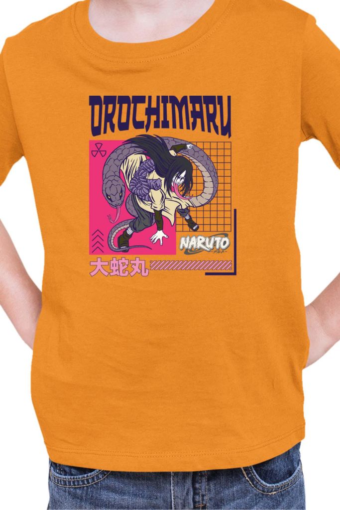 Kinder T-Shirt Naruto Orochimaru 04, 9-11 Jahr - 140 / Orange