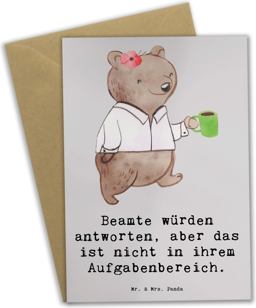 Mr. & Mrs. Panda Klappkarte Beamtin Humor - Grau Pastell - Geschenk, einladungskarten, weihnachtskarten, hochzeitskarten, Lacher, Berufsleben, Aufm...