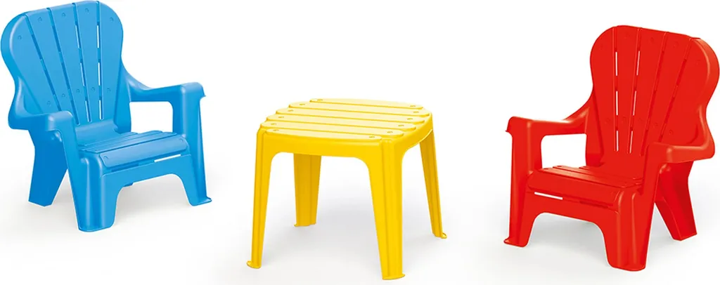 Meubles de jardin pour enfants en bois de pin avec parasol bleu azur