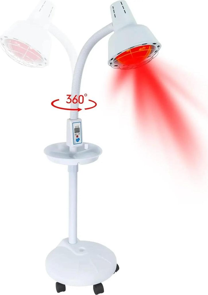 Rotlicht Wärmelampe - Infrarot Therapielampe - 275 W - 220 V - 10 Stufen - 8–70 °C - Timer 5–60 Min - Lampenkopf 19×20 cm - Weiß