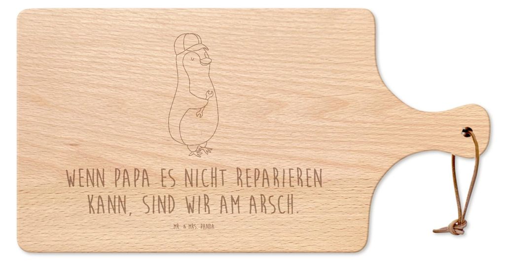 Mr. & Mrs. Panda Brotzeitbrett Wenn Papa es nicht reparieren kann, sind wir am Arsch - Transparent - Geschenk, brotbrett, Brett, Muttertag, Vater, ...