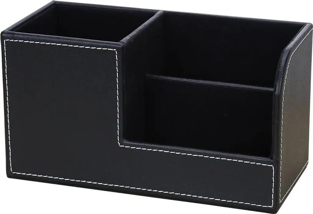 Rangement Bureau pour Stylos et Accessoires - Organiseur 3 Zones Noir
