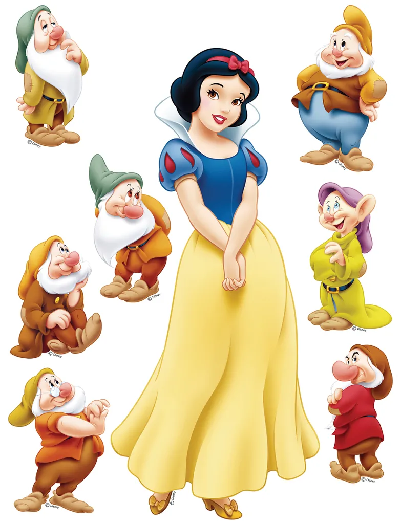 Sticker mural Disney Blanche-Neige jaune bleu 600195 - 65 x 85 cm