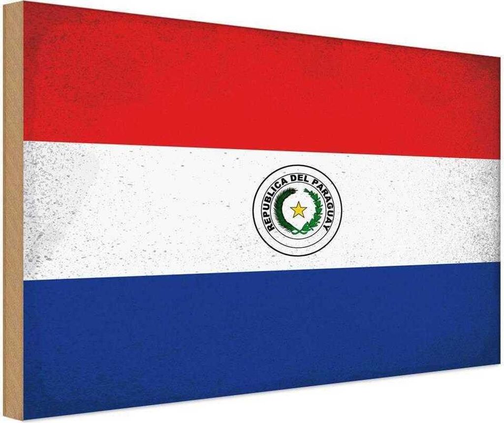 vianmo Holzschild 12x18 cm Paraguay Vintage Flagge Fahne Wappen