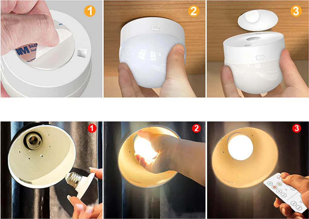 Réglette LED Sans Fil Rechargeable avec Aimant et Télécommande - 2 pcs - 3