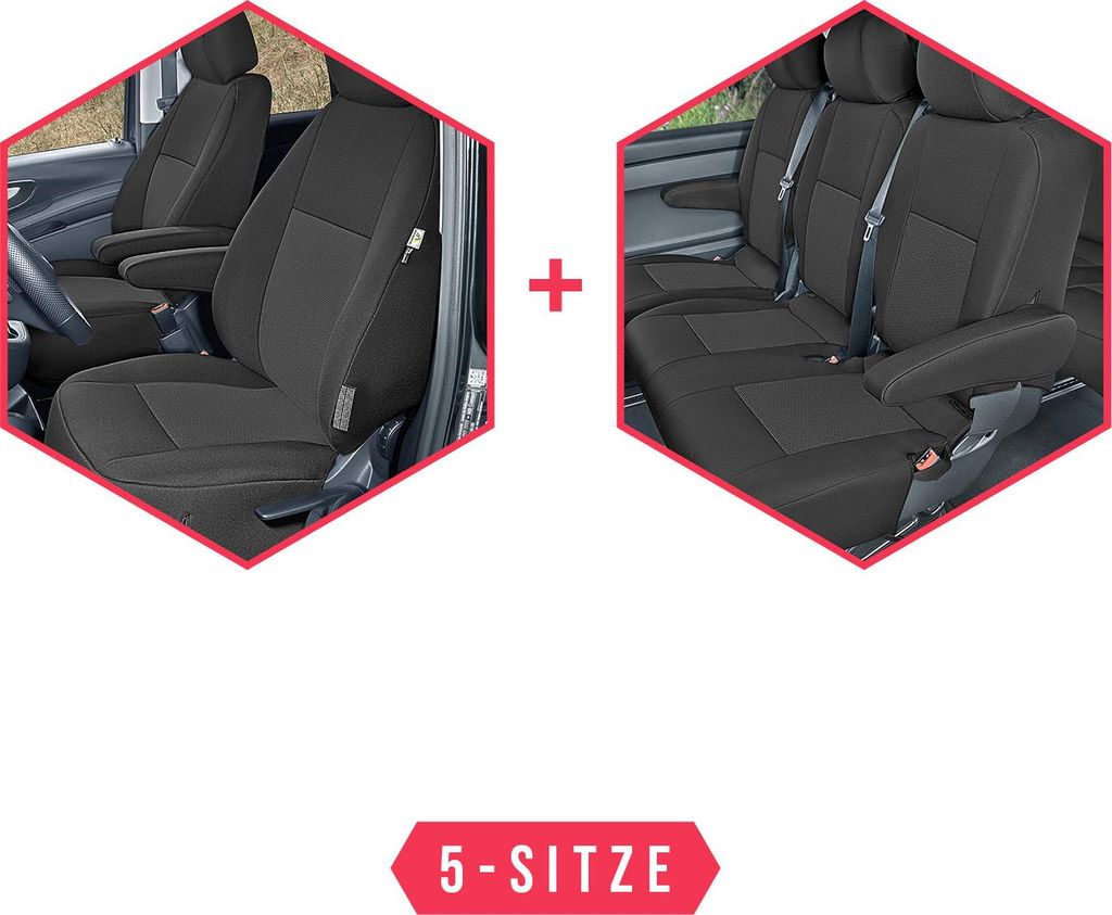 Autositzbezüge Maß Schonbezüge für Mercedes Vito III W447 ab 14 5-Sitze Bezug