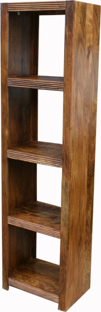 Kombinierbare Regaltürme Riffel-Kante - 4 Fächer (190*50*35), Braun, Holz, 190*50*35 cm, Bücherregale & Küchenregale
