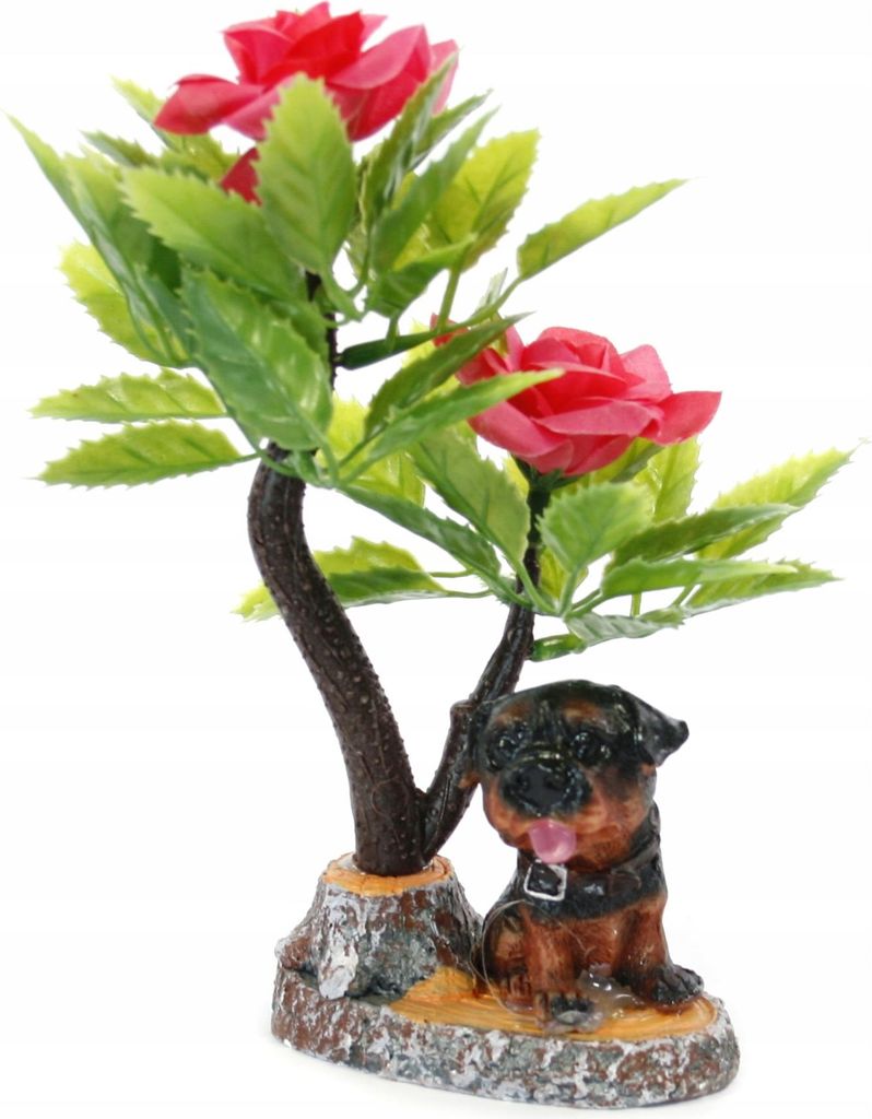 Künstliches Bäumchen mit Hundefigur 16cm Deko Pflanze Geschenkidee Kinderzimmer Bunt