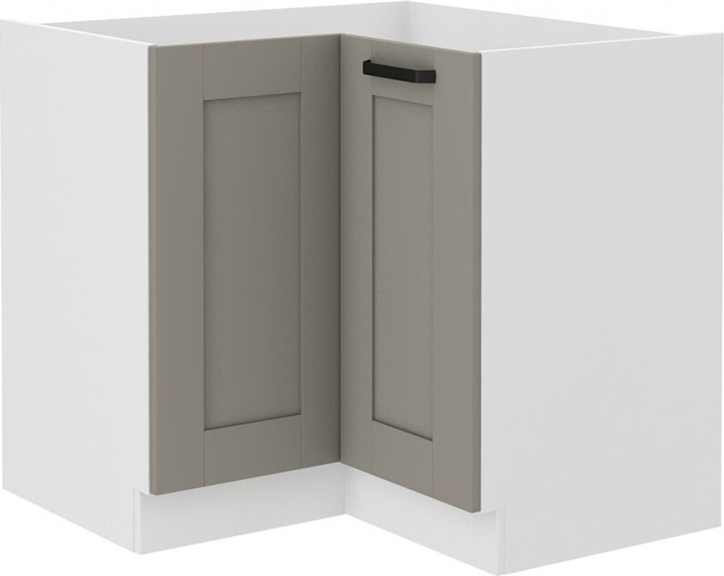 Unterer Eckschrank LAILI – 89x89 cm, Hellgrau / Weiß