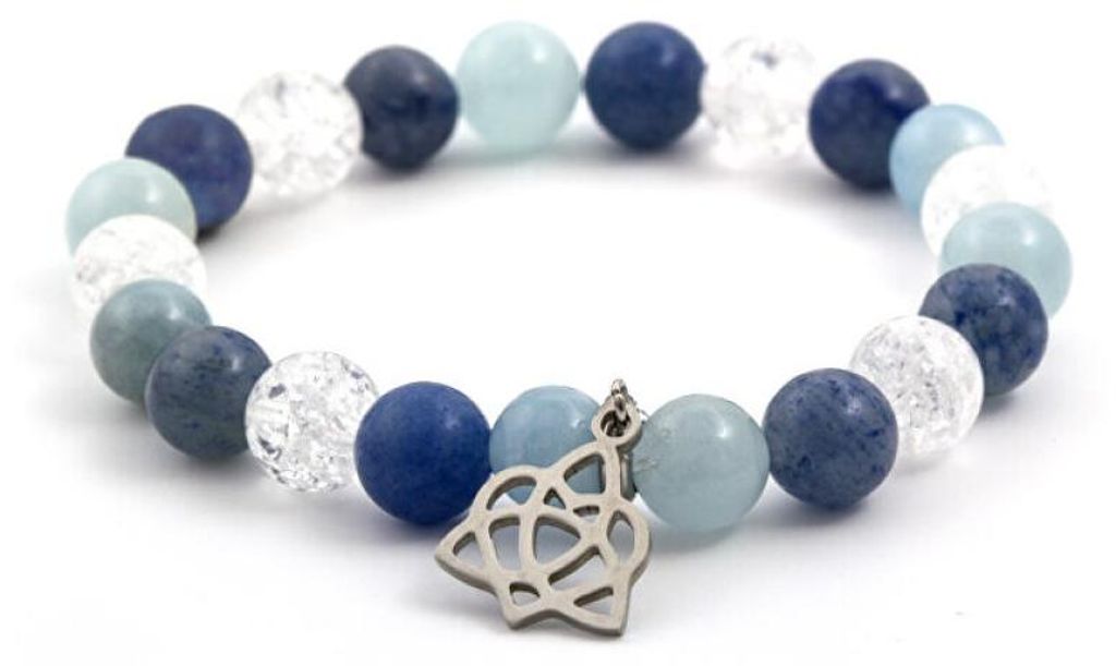 Perlenarmband aus Aquamarin, Aventurin und MINK40 / 17 Kristall