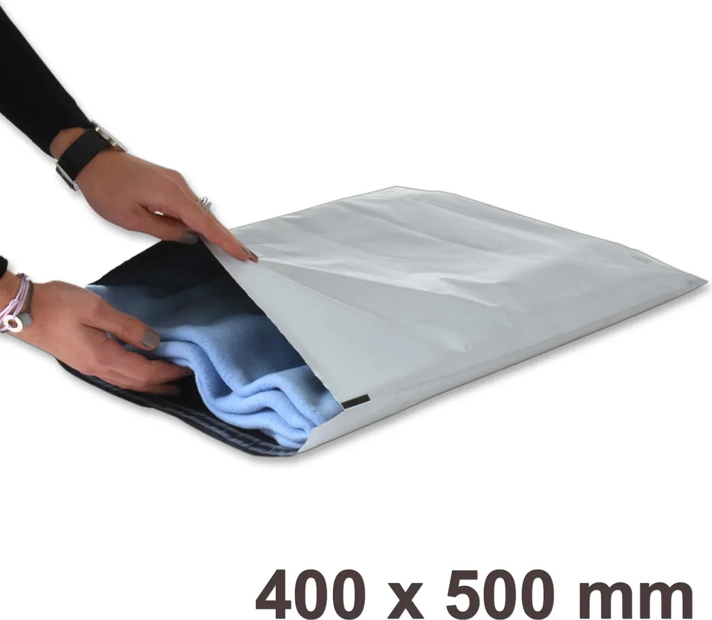 Enveloppe plastique opaque 400x500 mm indéchirable pour colis - x500