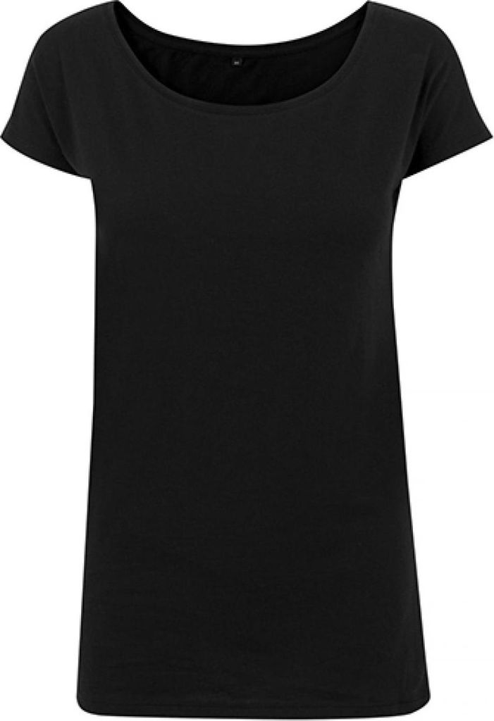 Build Your Brand BY039 | Damen Wideneck Tee / Single-Jersey - Farbe: Black - Größe: XS