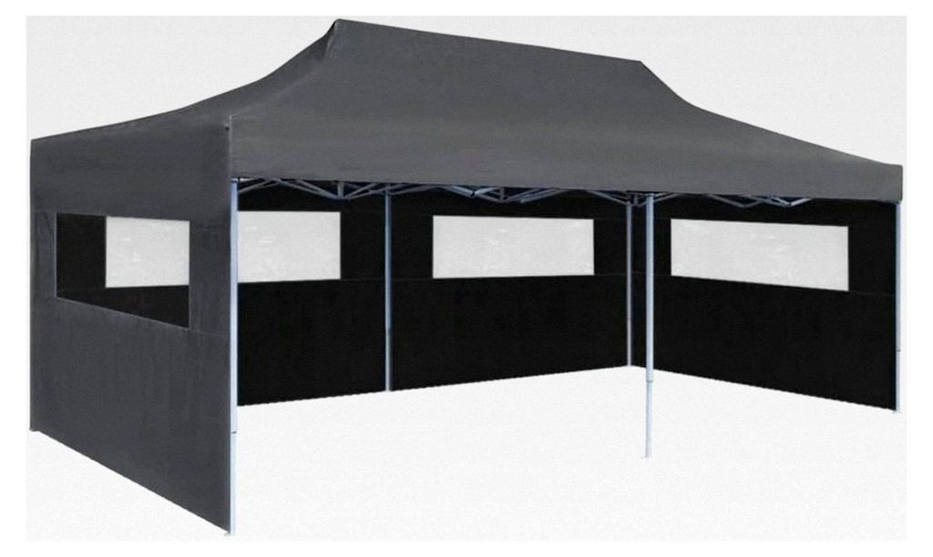 Partyzelt 3x6 m Pavillon mit Seitenteilen Faltzelt Gartenpavillon Gartenzelt Bierzelt Faltpavillon (Anthrazit)