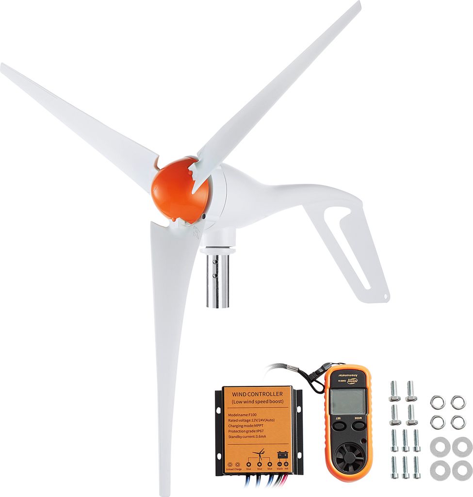 VEVOR 500 W Windkraftanlage, 12 V Windgenerator, 3-Blatt-Windkraftgenerator mit Anemometer, MPPT-Regler und einstellbarer Windrichtung, geeignet f...