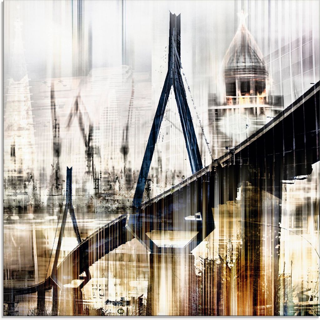 ARTland Glasbild Hamburg Skyline Collage III Größe: 50x50 cm