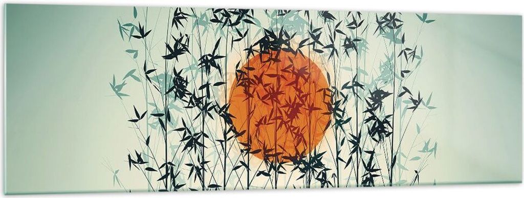 Bilder auf glas - Einteilig - Westen Sonne Gras - 160x50cm - Glasbilder - Wandbilder - Bilder - zum Aufhängen bereit - Wanddekoration aus Glas - G...
