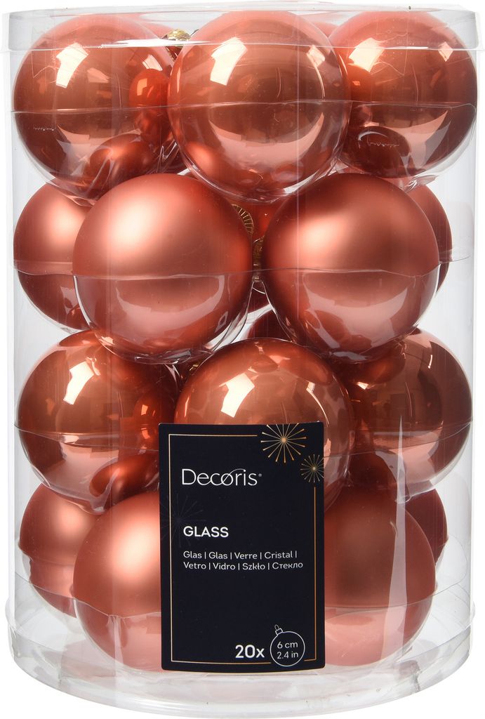 Weihnachtskugeln Glas 6cm x 20 Stück - Kürbis