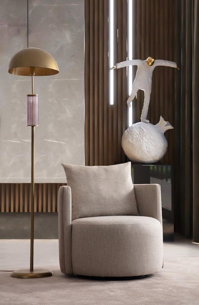 Modern Sessel Holz Beige farbe Design Wohnzimmer Möbel Luxus Stil