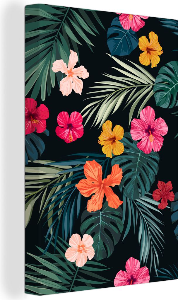 OneMillionCanvasses - Leinwandbilder - 90x140 cm, Dschungel - Blätter - Blumen - Mädchen - Kind, Wandbilder Kunstdruck Wanddekoration - Foto au...
